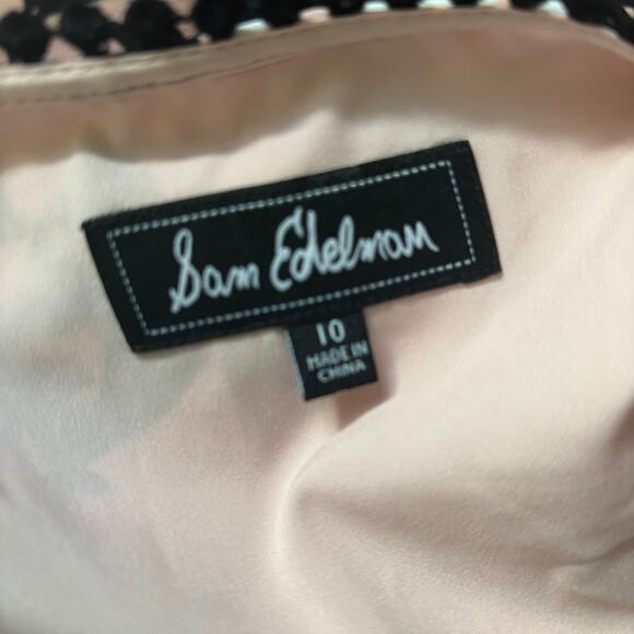 136. Sam Edelman Dress SZ 10 Pink Black Floral V-Neck Bishop Boho Romantic Flowy - Picture 10 of 12